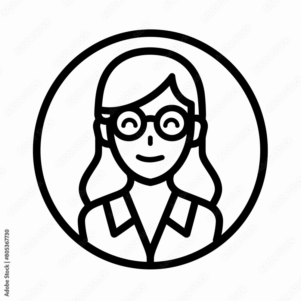 Social Worker icon UI design black round frame flat linear vector icon whte background Social Worker icon UI design black round frame flat linear vector icon whte background