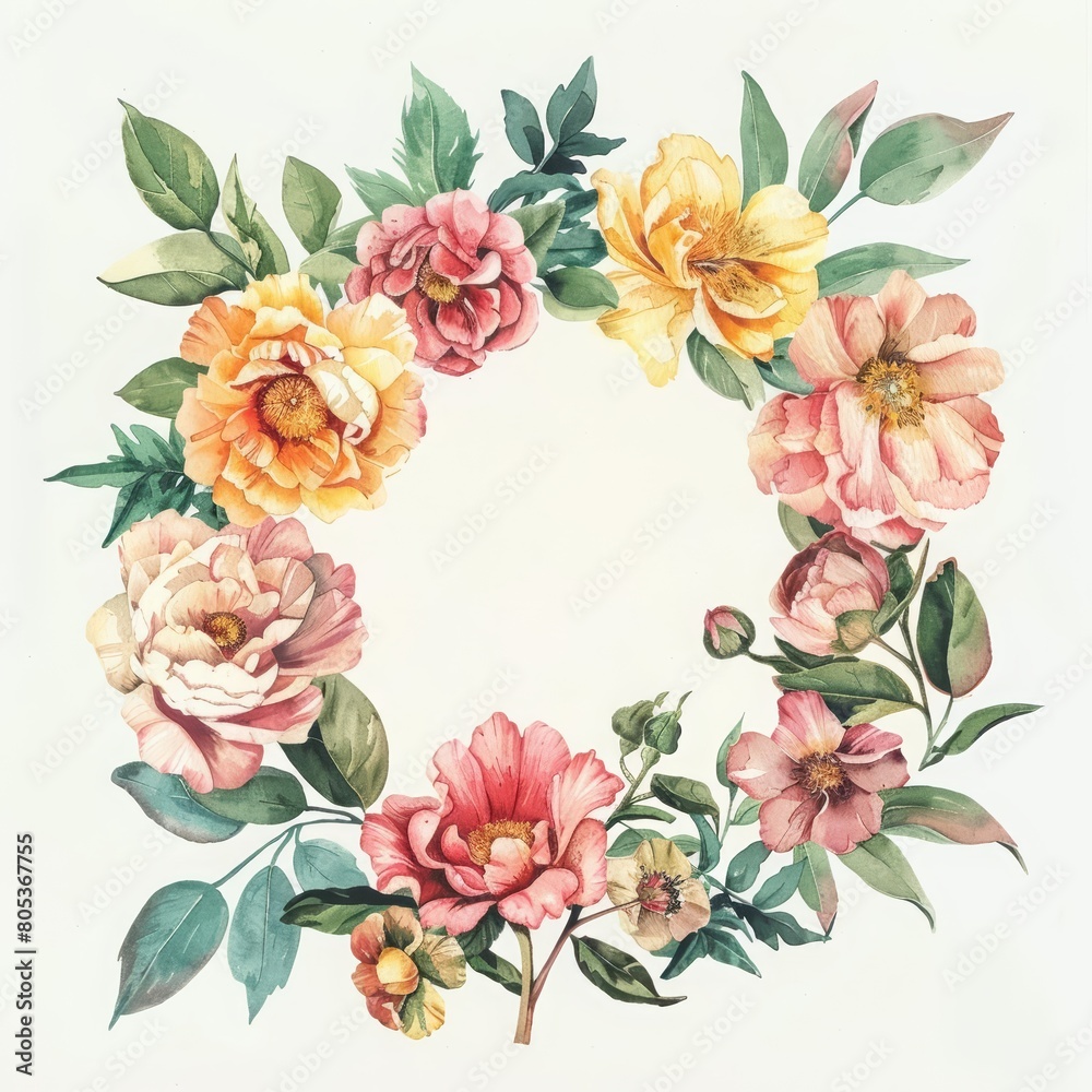 The wedding bridal invite is beautifully framed by pastel flowers in a Flat lay style The wedding bridal invite is beautifully framed by pastel flowers in a Flat lay style