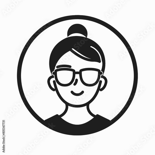 Social Worker icon UI design black round frame flat linear vector icon whte background photo