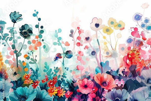 This Kawaii creative futuristic charismatic watercolor painting of a whimsical garden illustrates the brilliance of genetically modified flora