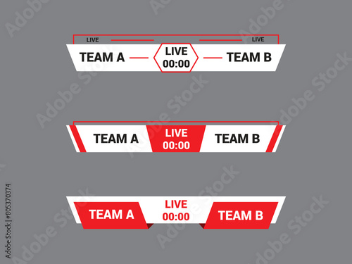 Sport Lower Thirds Template for Scoreboard Broadcast. Set lower thirds for banner Bars.