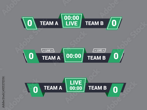 Sport Lower Thirds Template for Scoreboard Broadcast. Set lower thirds for banner Bars.