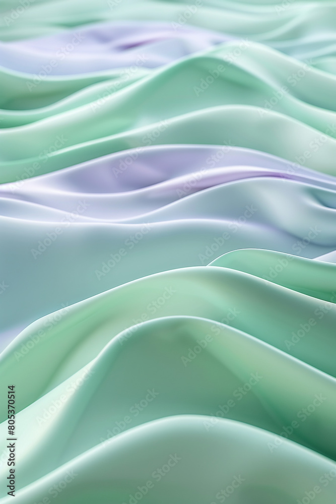 A soothing scene of mint green and soft lilac waves, flowing in a harmonious dance that suggests the tranquility and freshness of a spring garden. A soothing scene of mint green and soft lilac waves, flowing in a harmonious dance that suggests the tranquility and freshness of a spring garden.