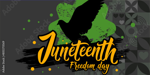 Juneteenth banner. Freedom day. Juneteenth Independence Day. dove - symbol of freedom dove - symbol of freedom