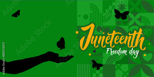 Juneteenth banner. Freedom day. Juneteenth Independence Day. dove - symbol of freedom