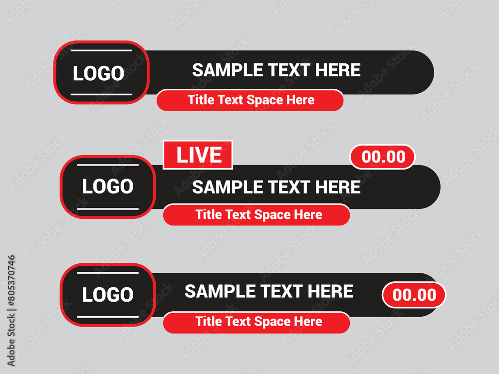 Vector Lower Third for Television News Bar Design Template, Lower Third News and Video Bars Set Vector Lower Third for Television News Bar Design Template, Lower Third News and Video Bars Set