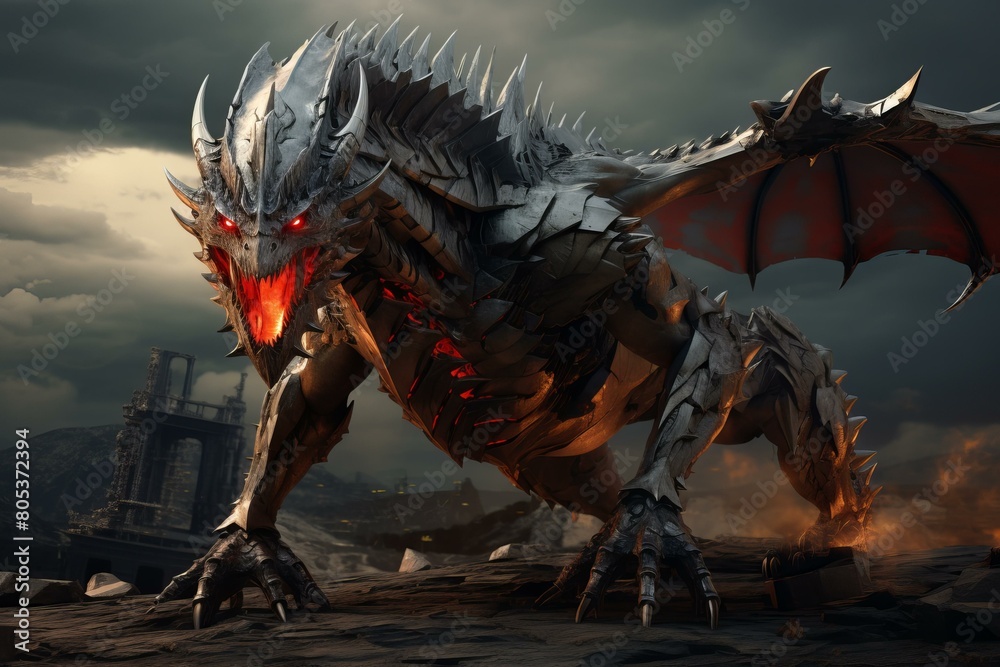 Fearsome Massive dragon. Creature monster science. Generate Ai Fearsome Massive dragon. Creature monster science. Generate Ai