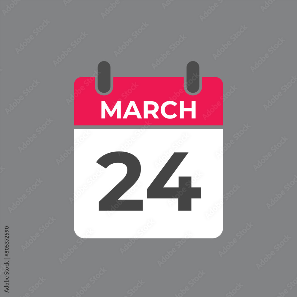 March 24 calendar reminder. 24 March daily calendar icon template. Calendar 24 March icon Design template. Vector illustration
March 24 calendar reminder. 24 March daily calendar icon template. Calendar 24 March icon Design template. Vector illustration