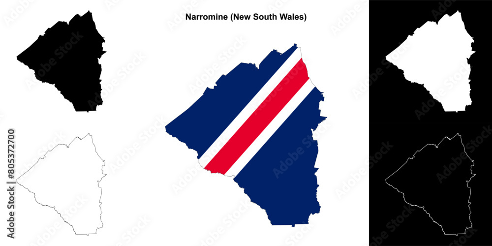 Fototapeta premium Narromine (New South Wales) outline map set
