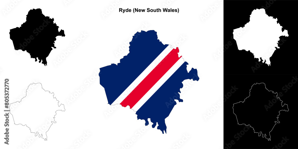 Fototapeta premium Ryde (New South Wales) outline map set