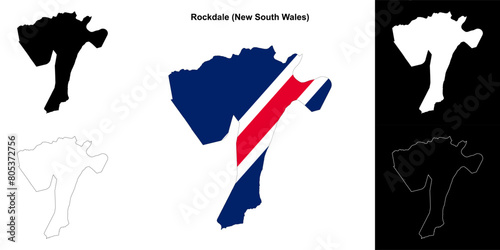 Rockdale (New South Wales) outline map set photo