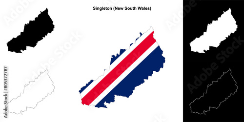 Singleton (New South Wales) outline map set