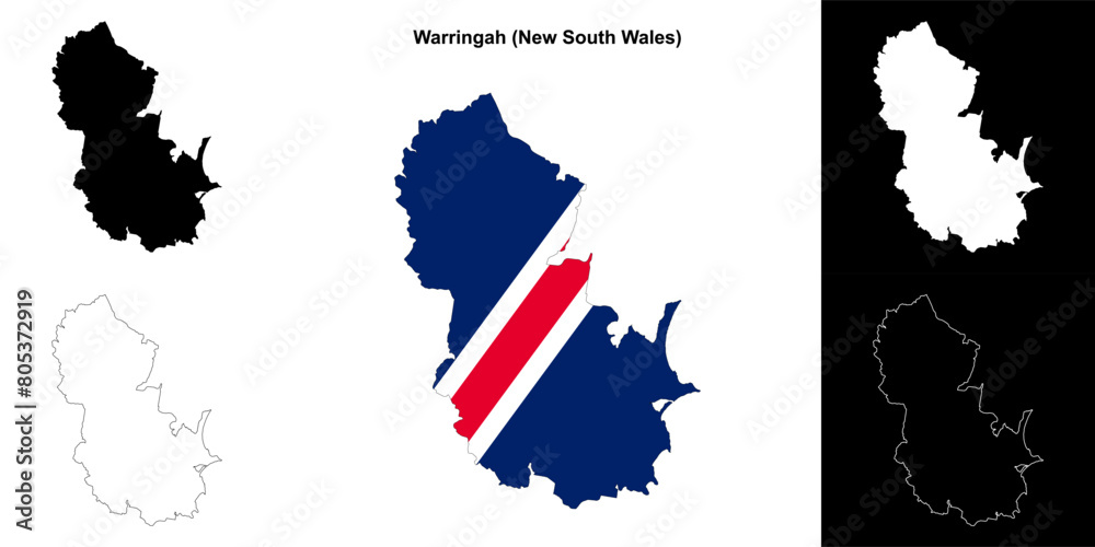 Fototapeta premium Warringah (New South Wales) outline map set