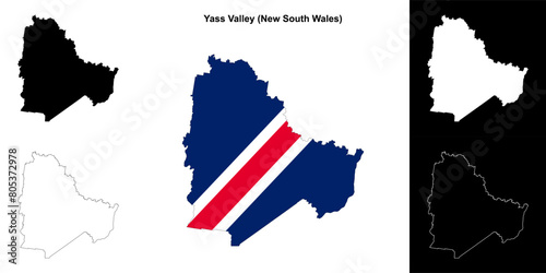 Yass Valley (New South Wales) outline map set