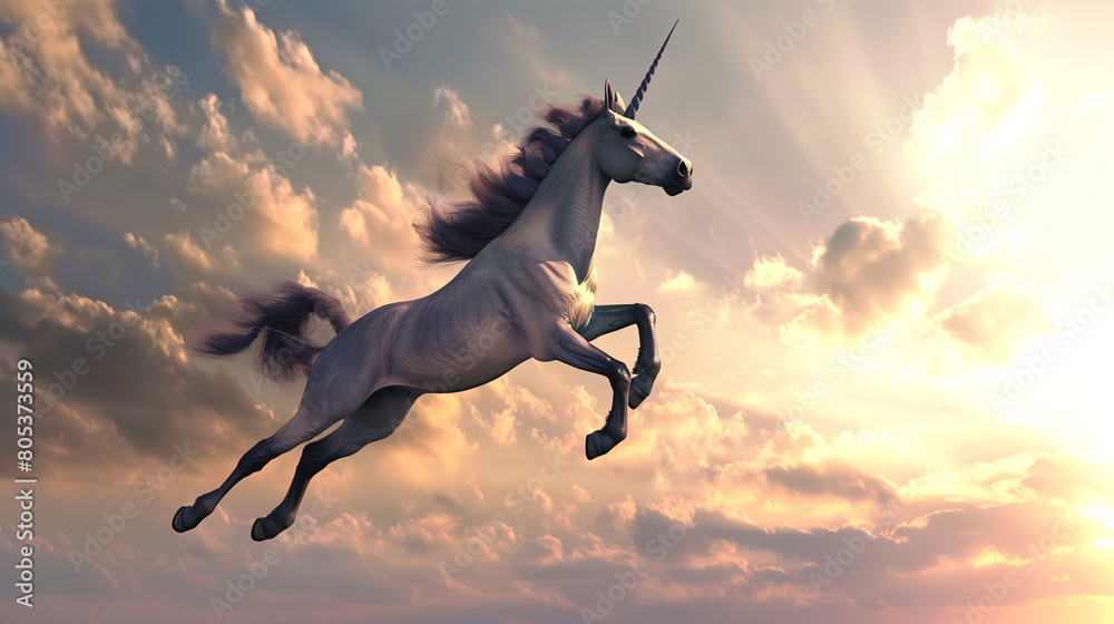 Majestic Unicorn Flying Through Clouds Majestic Unicorn Flying Through Clouds