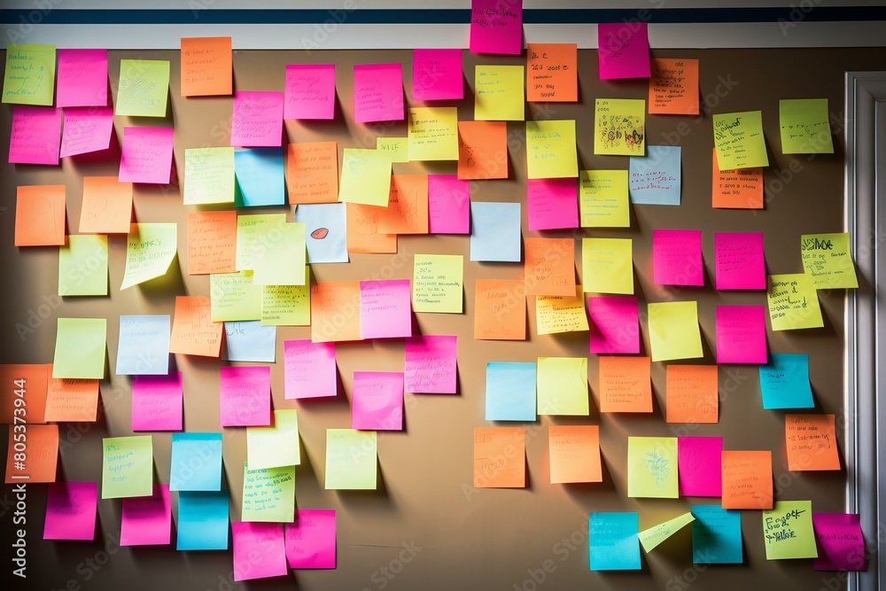 Informative Sticky notes board. Business frame note memo list. Generate Ai