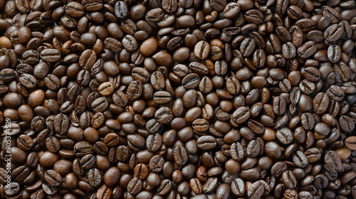 Vintage, widescreen background made of roasted coffee beans.