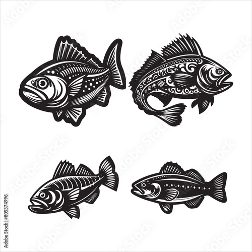 cod fish silhouette vector icon graphic logo design ai generative