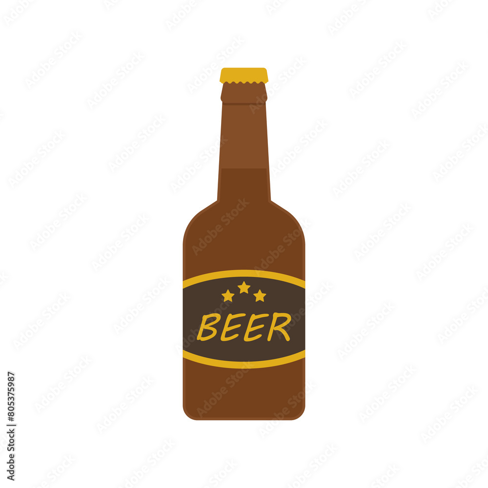 Cold beer icon or sign. Vector flat beer illustration isolated on white background. Alcohol drink pub or bar flat vector