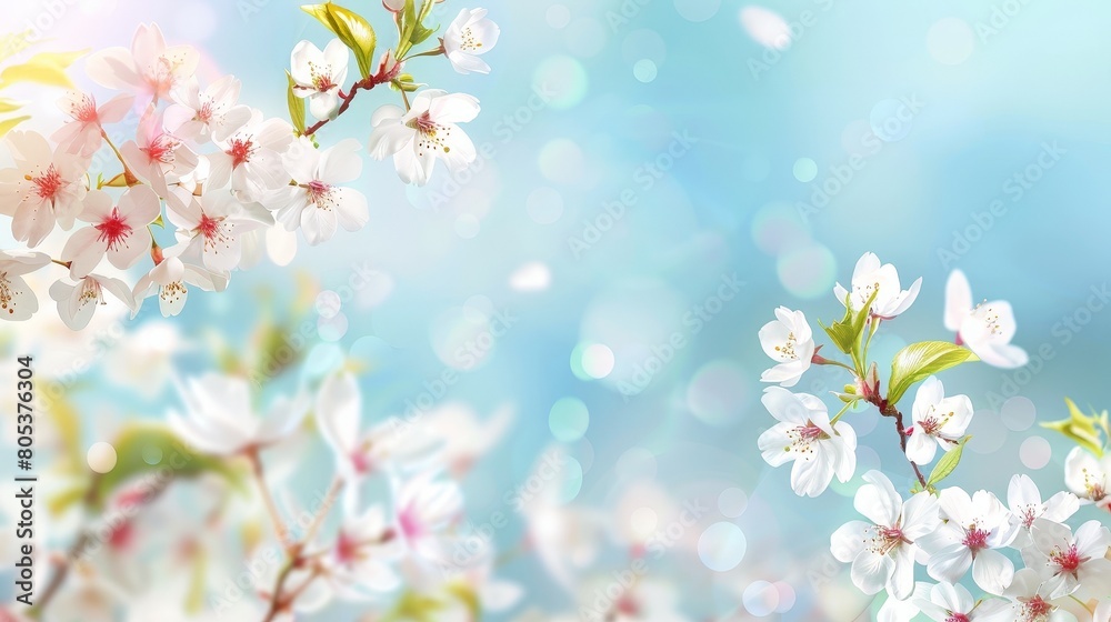 Delicate cherry blossoms against a soft blue sky. Delicate cherry blossoms against a soft blue sky.