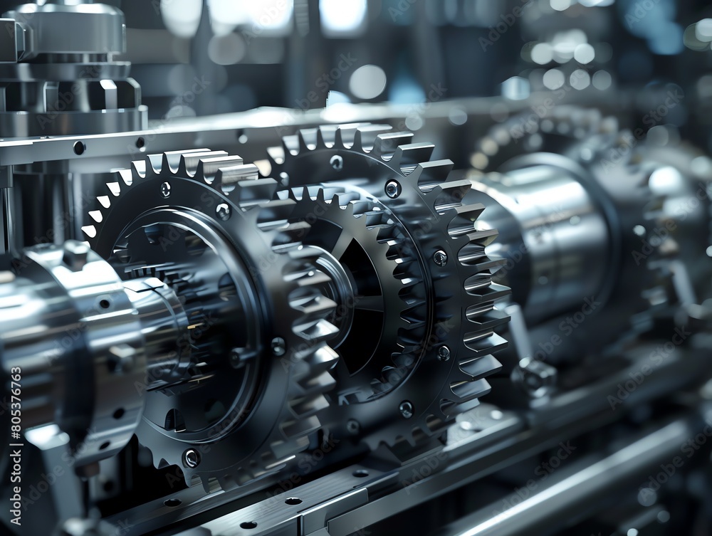 Minimalist design featuring a sleek, efficient machine at the core of a network of gears, emphasizing precision and design in mechanical engineering Minimalist design featuring a sleek, efficient machine at the core of a network of gears, emphasizing precision and design in mechanical engineering