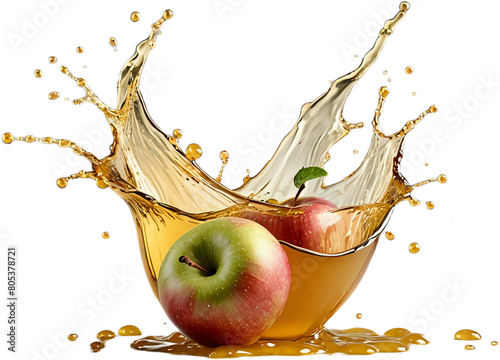 Splash juice with apple isolated on transperent background photo