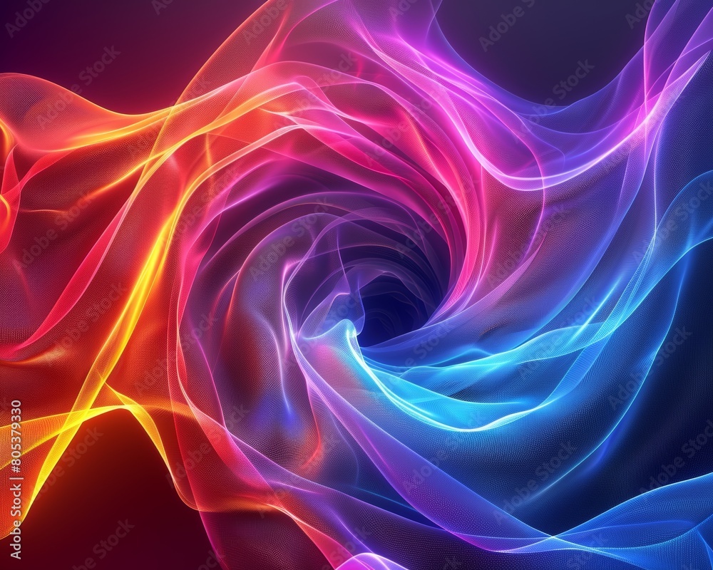Obraz premium Dynamic abstract composition with a gradient mesh background, showcasing intense swirls of neon colors, suitable for energetic and lively projects