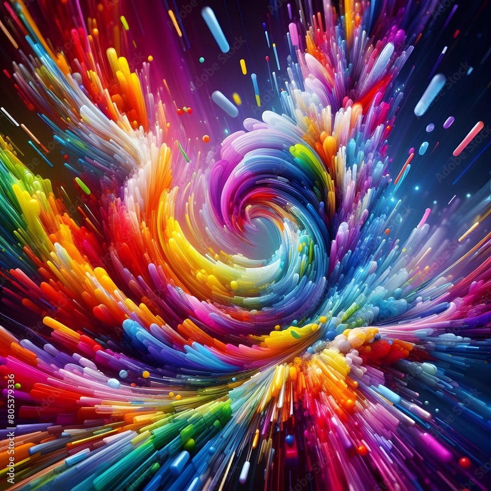 Rainbow Rapture characterized by abstract colorful shapes cascading and intertwining in a radiant display of vibrant hues and energetic patterns Rainbow Rapture characterized by abstract colorful shapes cascading and intertwining in a radiant display of vibrant hues and energetic patterns