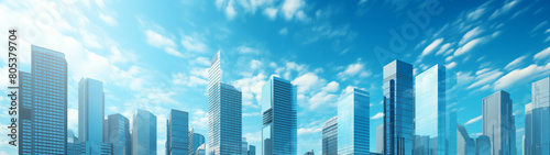 Expansive Urban Landscape with Towering Skyscrapers and Dynamic Clouds
