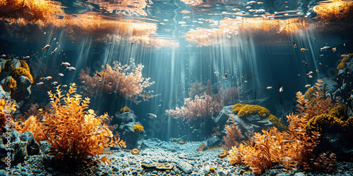 Sunlight Streaming Into a Vibrant Underwater Coral Landscape © swissa