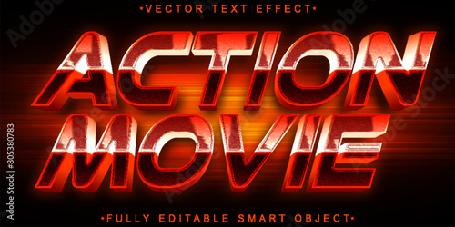 Red Shiny Action Movie Vector Fully Editable Smart Object Text Effect
