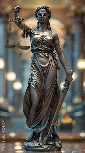 Allegorical Statue of Justice Representing Fairness and the Judicial System