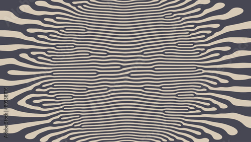 Mesmerizing Structure Psychedelic Art Vector Hypnotical Pattern Beige Black Colour Abstract Background. Acid Trip Weird Hallucination Effect Bizarre Abstraction. Optic Illusion Crazy Art Illustration