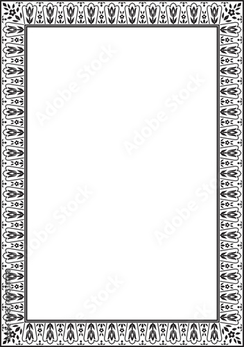 Vector monochrome black square Turkish ornament. Endless ottoman national border, frame
