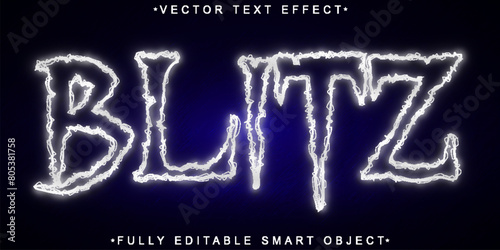 White Electric Blitz Vector Fully Editable Smart Object Text Effect © HUMA