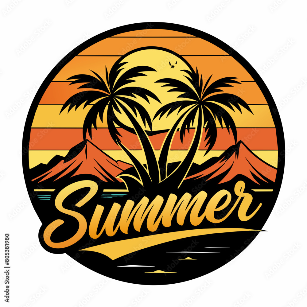 Naklejka premium Summer vibes vector illustration. This is an editable file.