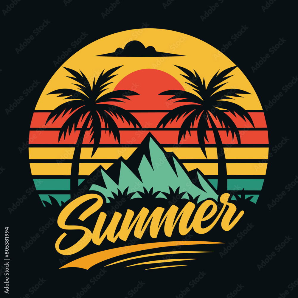 Fototapeta premium Summer vibes vector illustration. This is an editable file.
