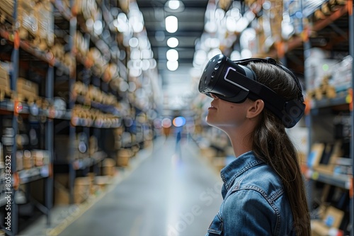 Virtual reality (VR) tours of smart warehouses equipped with IoT sensors and RFID tags, allowing viewers to explore how these interconnected devices monitor inventory levels © SUPHANSA