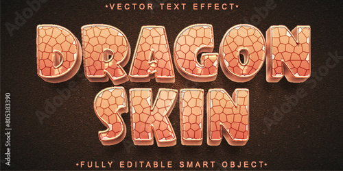 Cream Cartoon Dragon Skin Vector Fully Editable Smart Object Text Effect