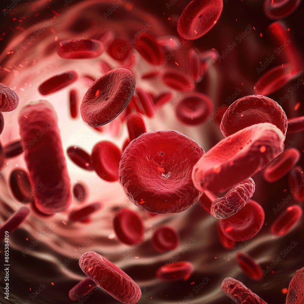 Red Blood Cells Flowing Through a Blood Vessel Red Blood Cells Flowing Through a Blood Vessel