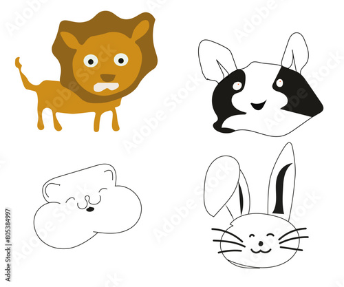 set of funny animals