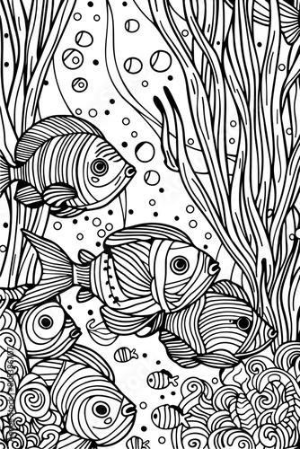 Coloring Book, Malbuchseite, Black and White Vector Graphic zum ausmalen