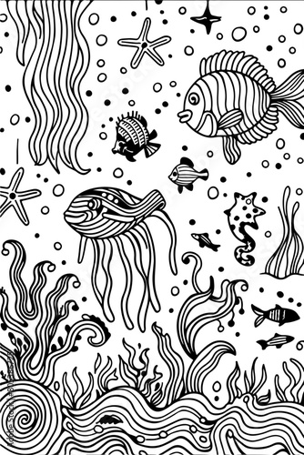 Coloring Book, Malbuchseite, Black and White Vector Graphic zum ausmalen