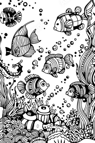 Coloring Book, Malbuchseite, Black and White Vector Graphic zum ausmalen