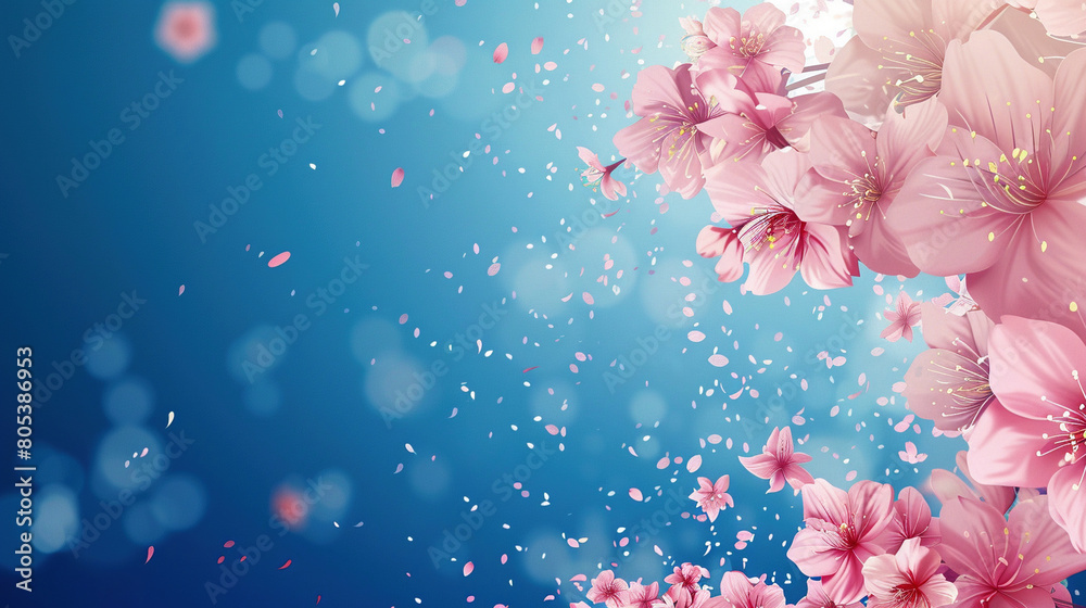 Beautiful Pink Cherry Blossoms Against a Blue Sky Beautiful Pink Cherry Blossoms Against a Blue Sky