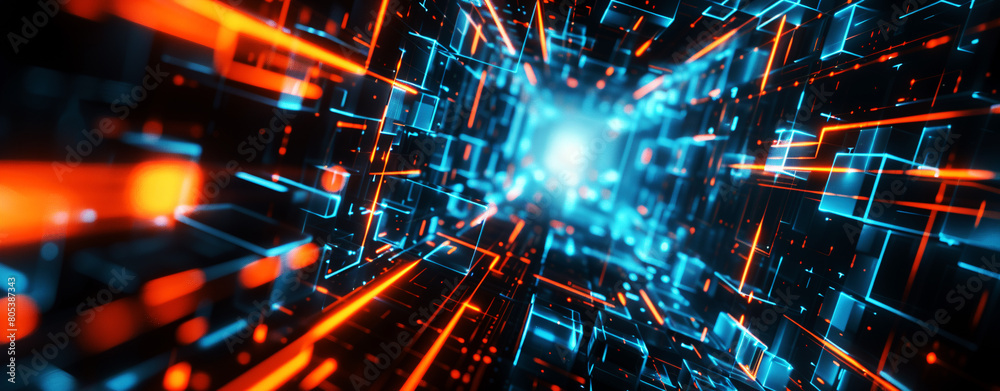 Futuristic Digital Tunnel with Vibrant Speed Lights Futuristic Digital Tunnel with Vibrant Speed Lights