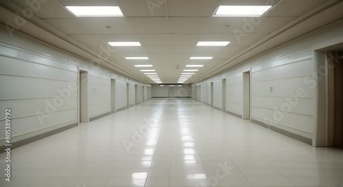 Wallpaper Mural Minimalist 3D representation of an empty corporate hallway, financial abandonment, Torontodigital.ca