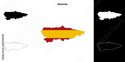 Asturias outline map