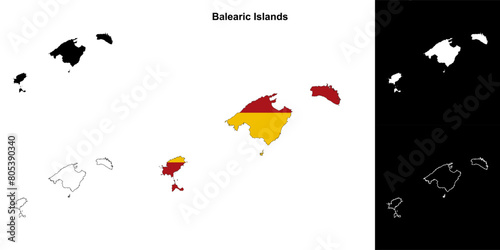 Balearic Islands outline map photo