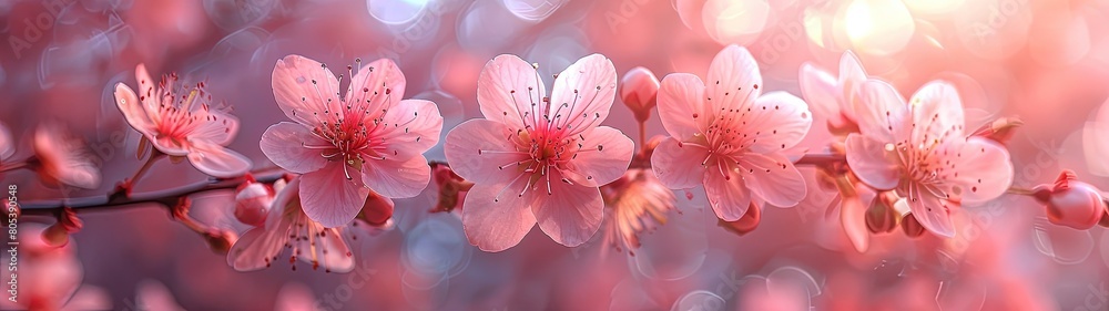 Blooming pink cherry blossoms. Floral background. Blooming pink cherry blossoms. Floral background.